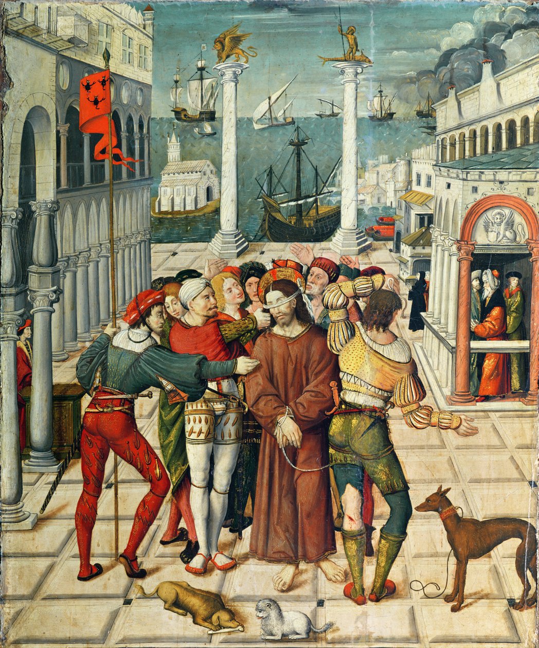 The Mocking of Christ, fra lidenskapens altertavle, 1517-20 (tempera på panel) av Antonio Ronzen