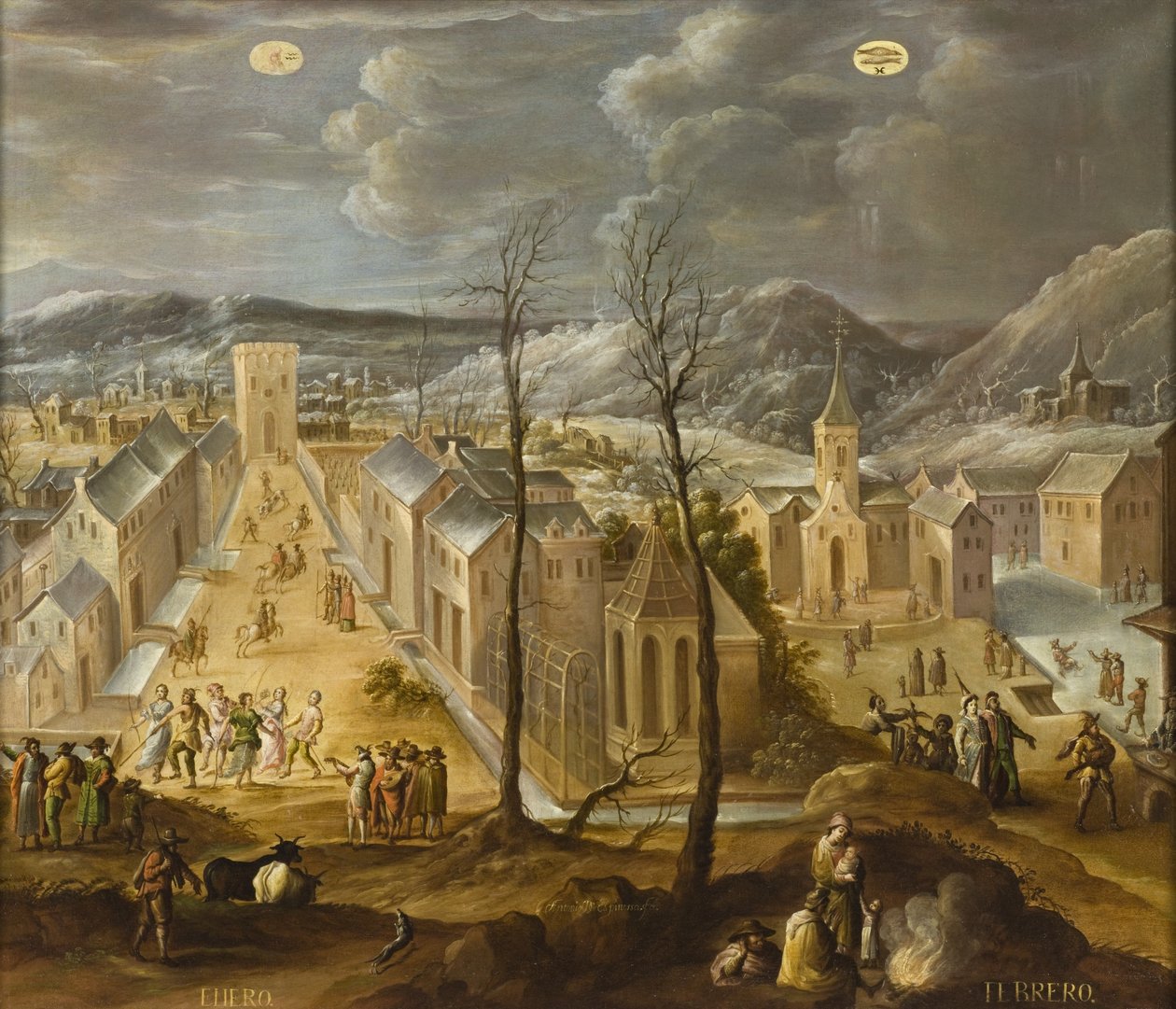 Januar og februar fra Los doce meses del año (Årets tolv måneder), 1650-99 av Antonio de Espinosa