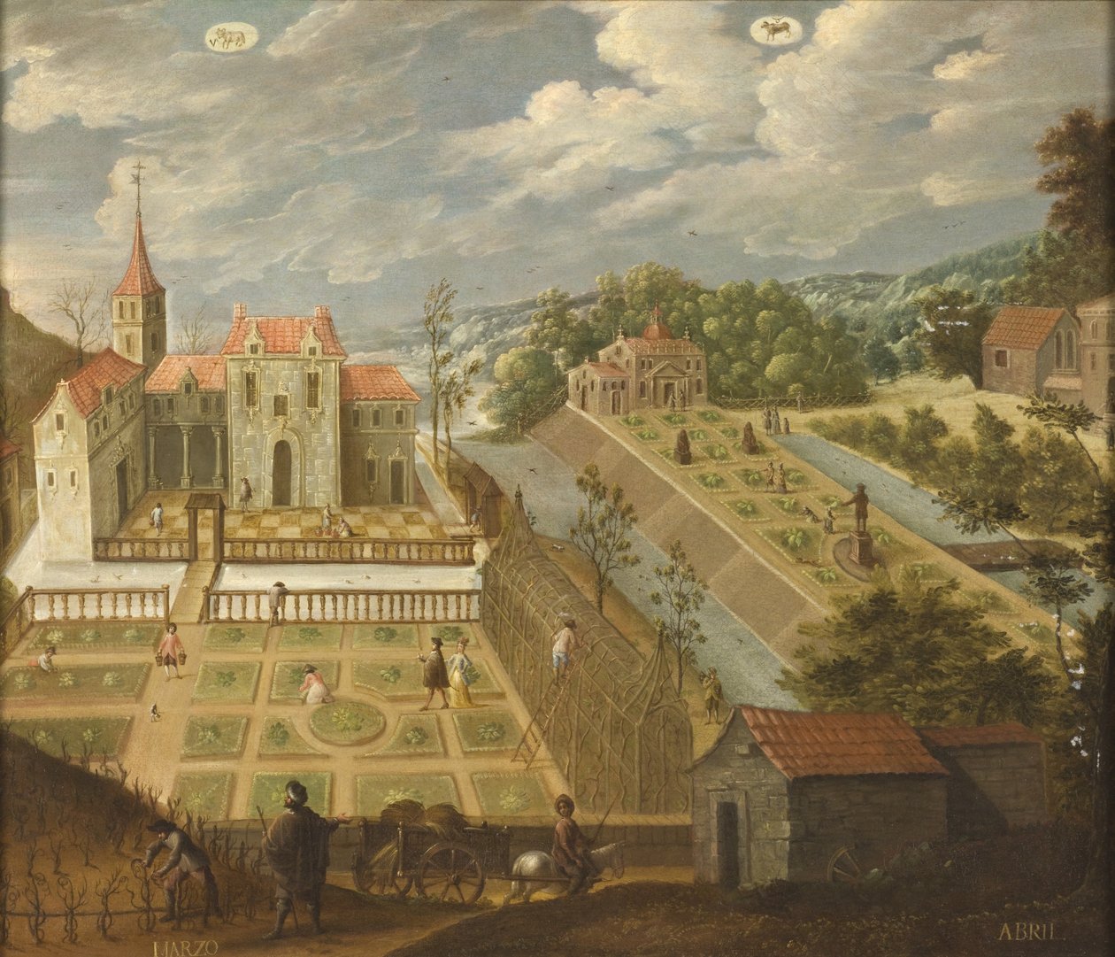 mars og april fra Los doce meses del año (Årets tolv måneder), 1650-99 av Antonio de Espinosa