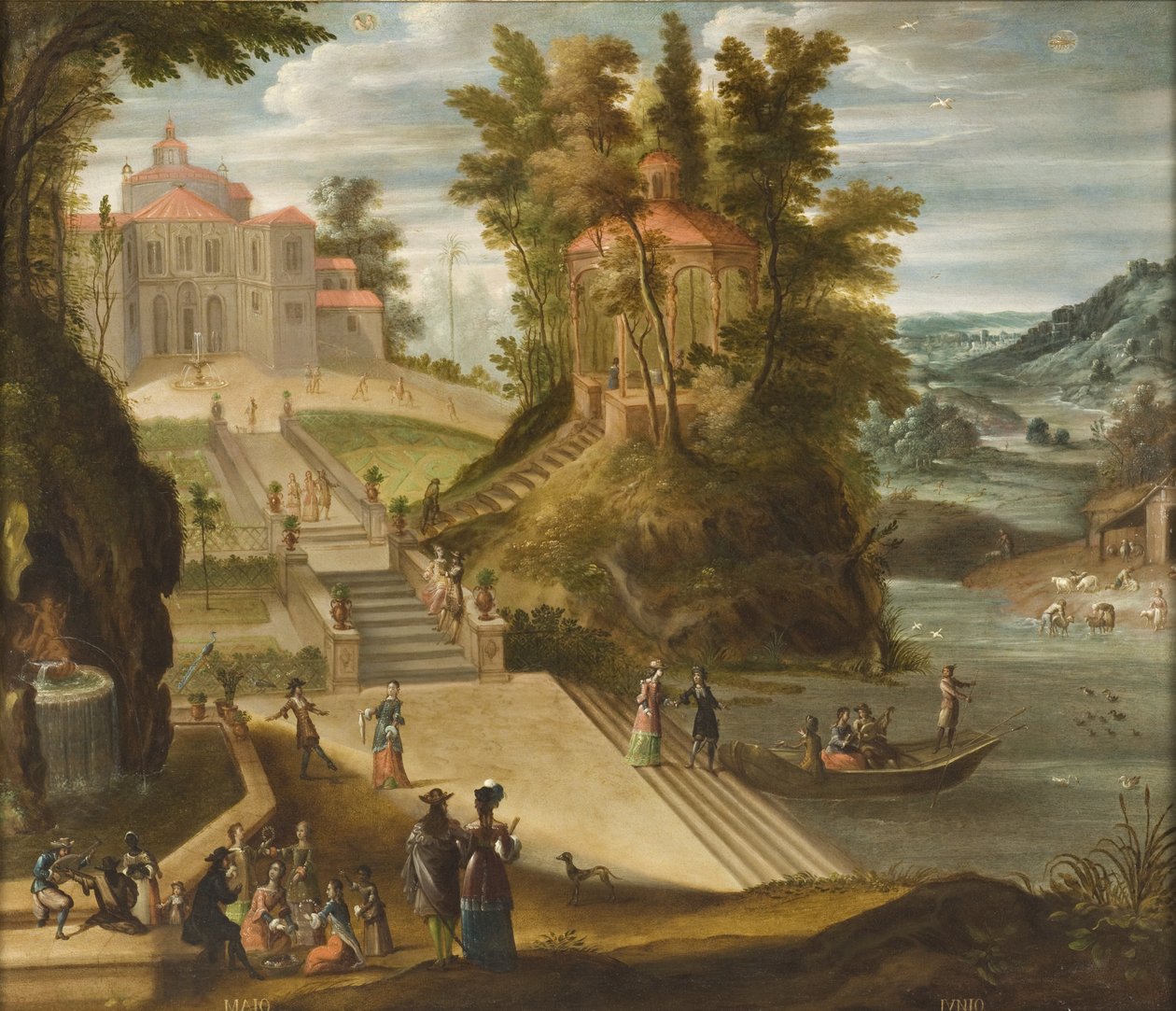 Mai og juni fra Los doce meses del año (Årets tolv måneder), 1650-99 av Antonio de Espinosa