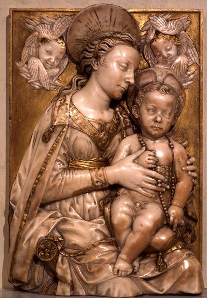 Madonna og barn (marmor) av Antonio (attr. to workshop of) Rossellino