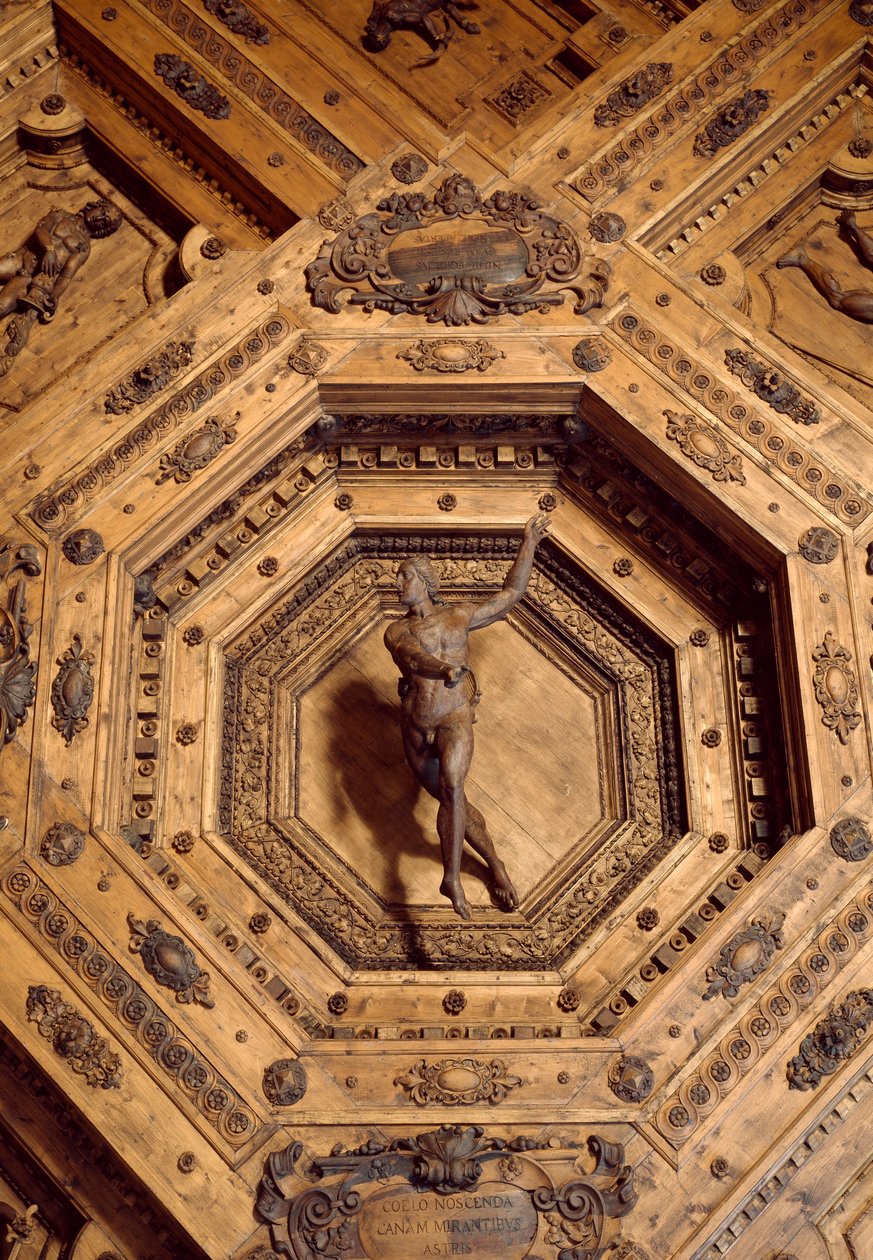 Apollo, beskytter av medisinen. Detalj av tretaket til det anatomiske teateret av Antonio (d.1663) Paolucci