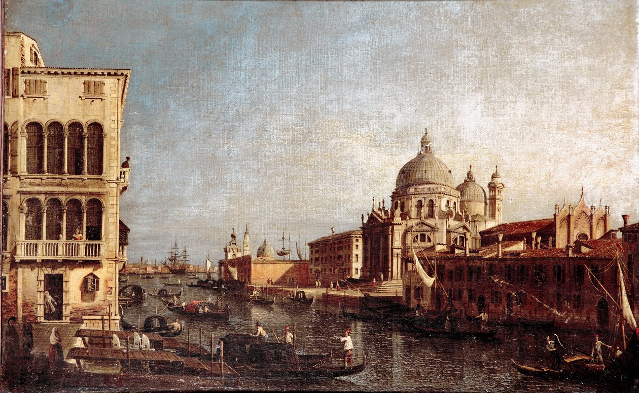 Utsikt over Saluttkirken i Venezia Maleri av verkstedet av Giovanni Antonio Canal dit il Canaletto (1697-1768) 1740-1750 Søn. 48x74 cm vene museo Correr av Antonio (studio of) Canaletto