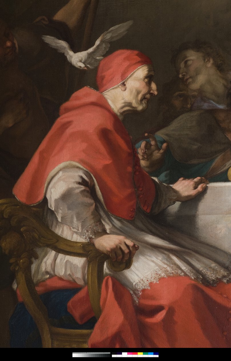 Saint Gregory ønsker pilegrimen Jesus velkommen (detalj av 3498744) 1729-1731 (maleri) av Antonio Balestra