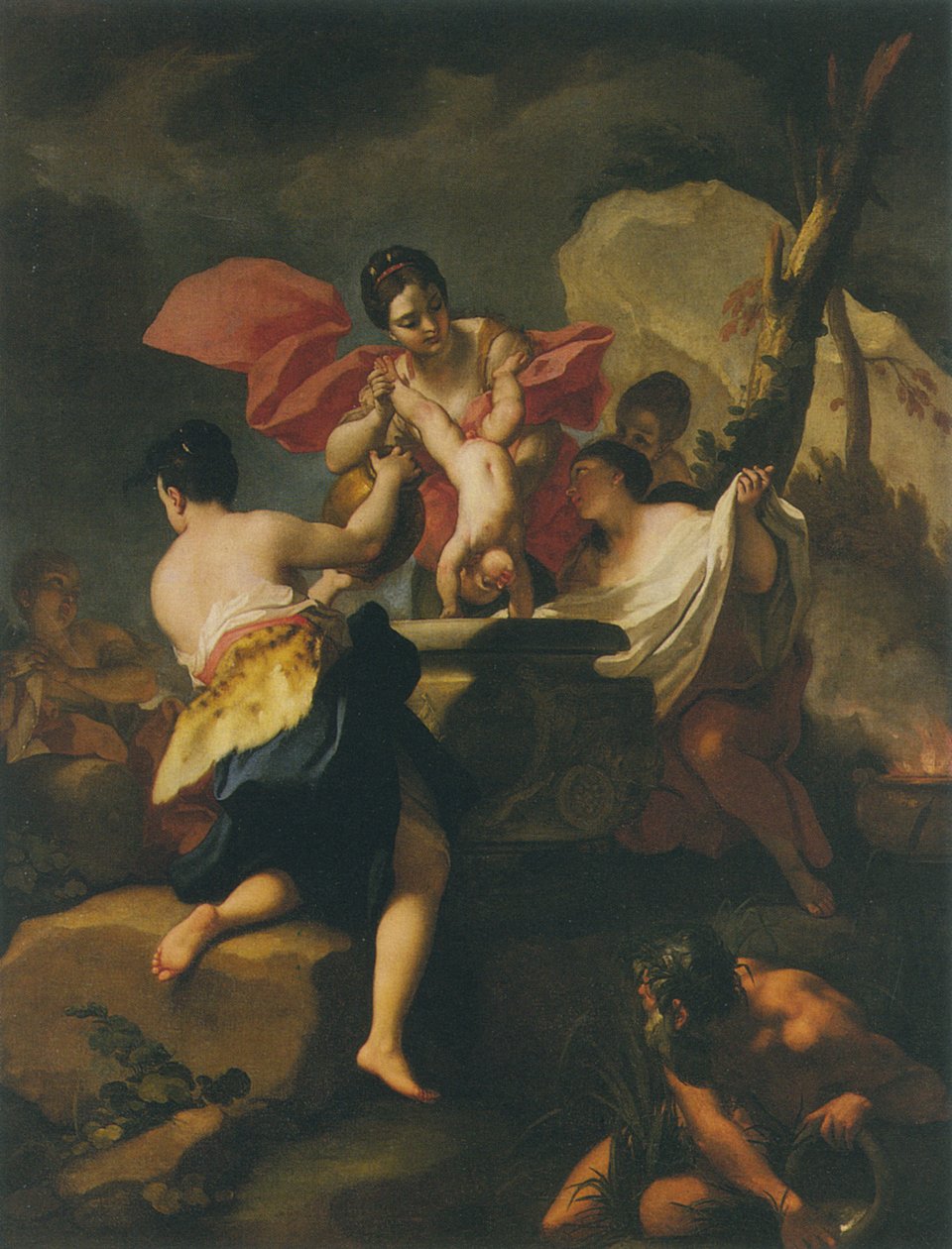 Thetis dypper spedbarnet Achilles i vann fra Styx av Antonio Balestra
