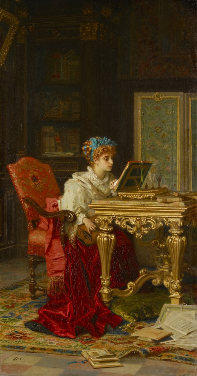 En musikkspillende dame (Irene di Spilimbergo) av Antonio Barzaghi Cattaneo