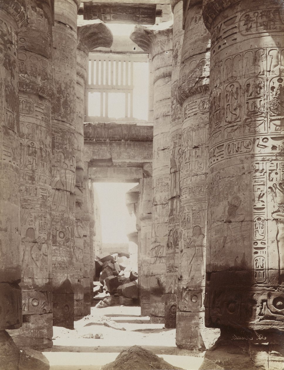 Hypostyle Hall i Temple of Karnak, utsikt over Hypostyle Hall av Antonio Beato