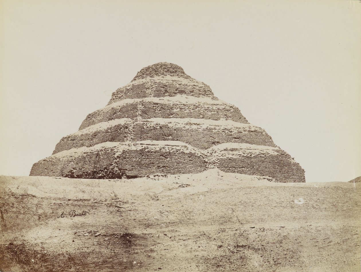 Pyramide ved Saqqara, utsikt fra sørøst for trinnpyramiden av Antonio Beato