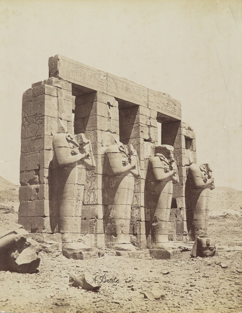 Ramesseum, Theben, utsikt mot sørøst for den andre domstolen av Antonio Beato