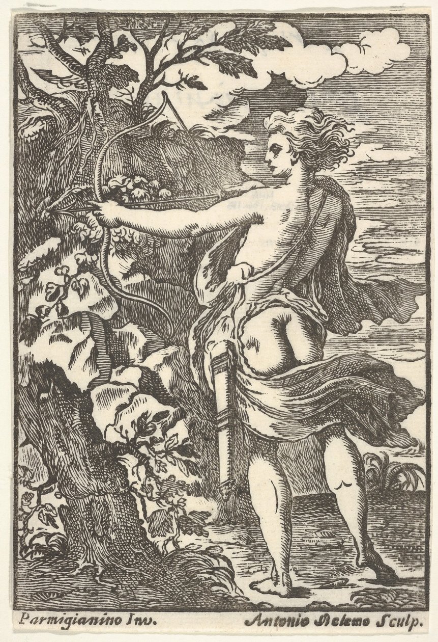 Callisto-jakt med trukket bue, etter Parmigianino, 1720-1740. av Antonio Belemo