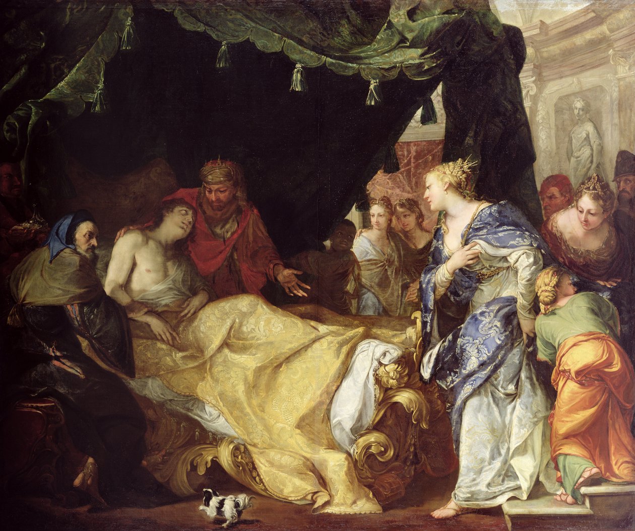 Antiochus (324–261 f.Kr.) og Stratonice (Den døende prinsen) 1691–1705 av Antonio Bellucci
