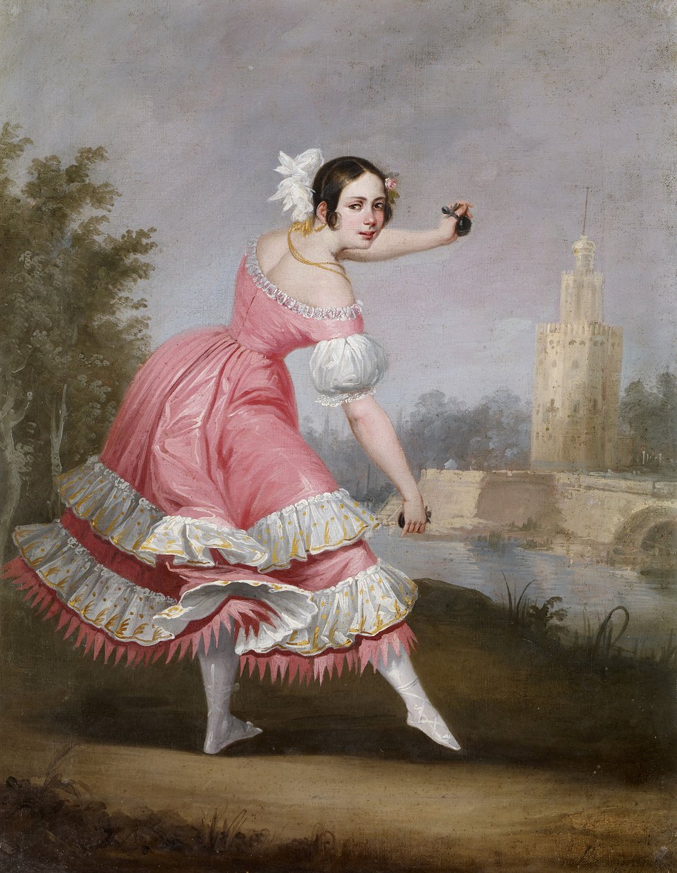 A Bolero Dancer - Cabral Bejarano, Antonio (1788-1861) - 1842 - Olje på lerret - 53x42 - Museo Carmen Thyssen, Malaga av Antonio Cabral Bejarano