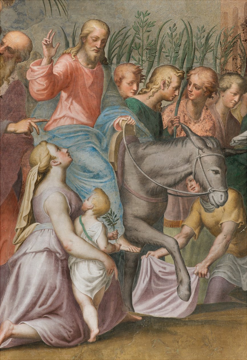 Apse, Antonio Campi, Jesu inngang til Jerusalem 1582-84, detalj av Antonio Campi