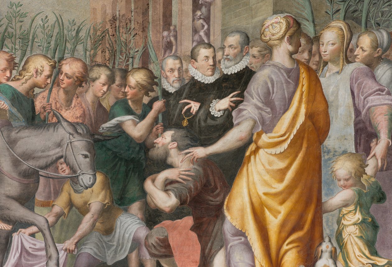 Apse, Antonio Campi, Jesu inngang til Jerusalem 1582-84, detalj av Antonio Campi