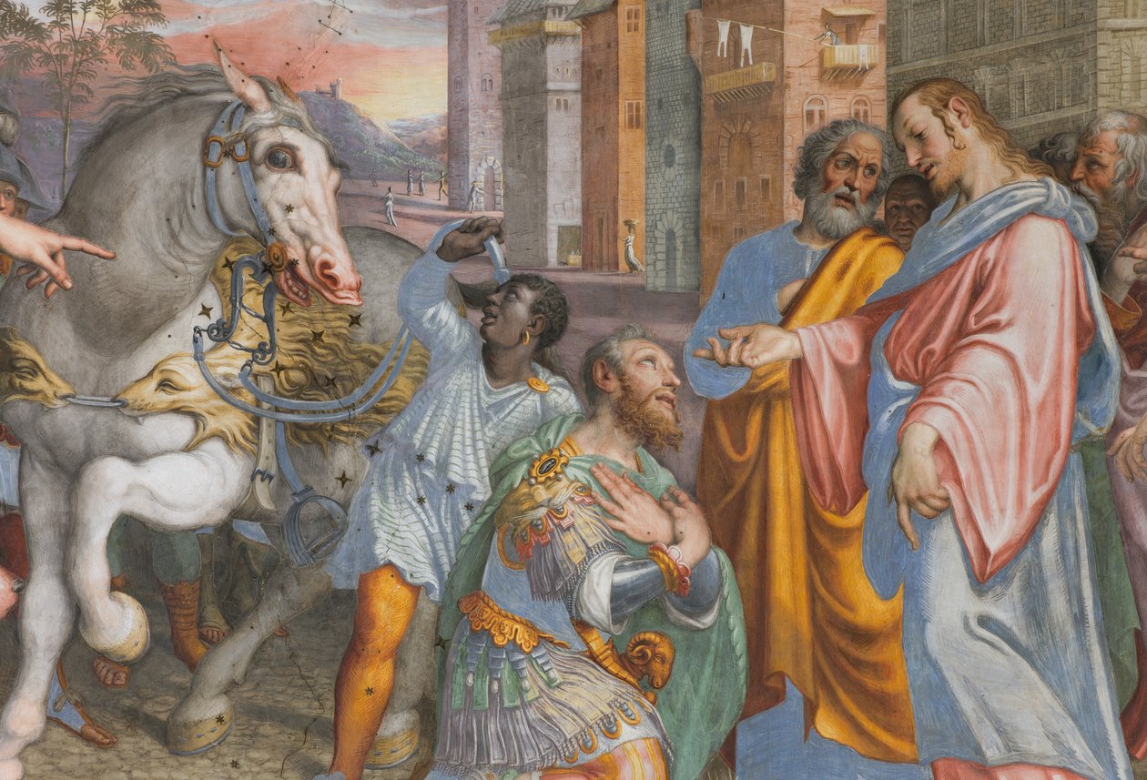 Apse, Antonio Campi, Jesu møte med høvedsmannen Cornelius 1582-84, detalj av Antonio Campi