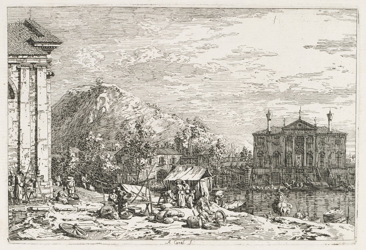 Visninger: A City Beyond a River av Antonio Canaletto