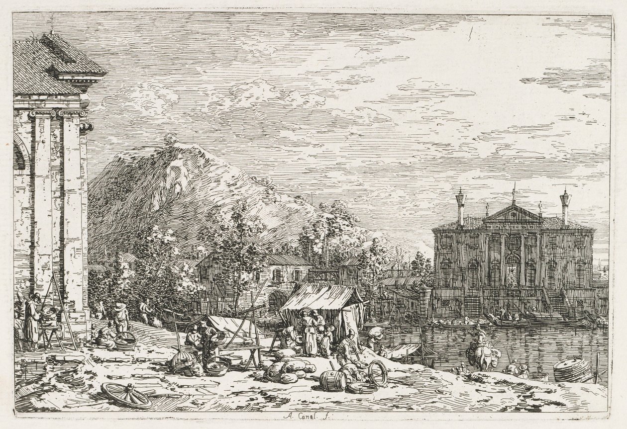 Visninger: A City Beyond a River, 1735-1746. av Giovanni Antonio Canal