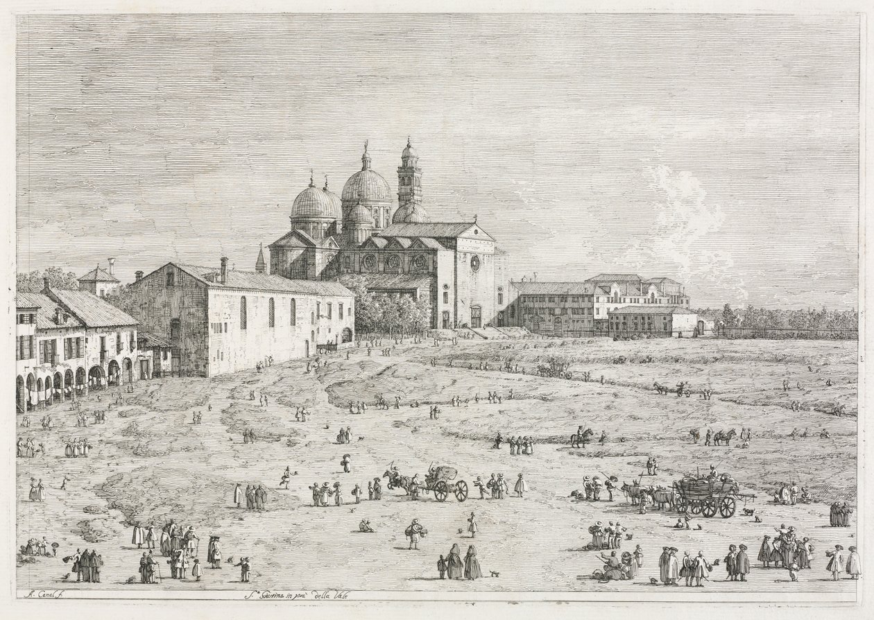 Utsikt: Saint Justina-kirken i Prà della Valle, Padua av Antonio Canaletto