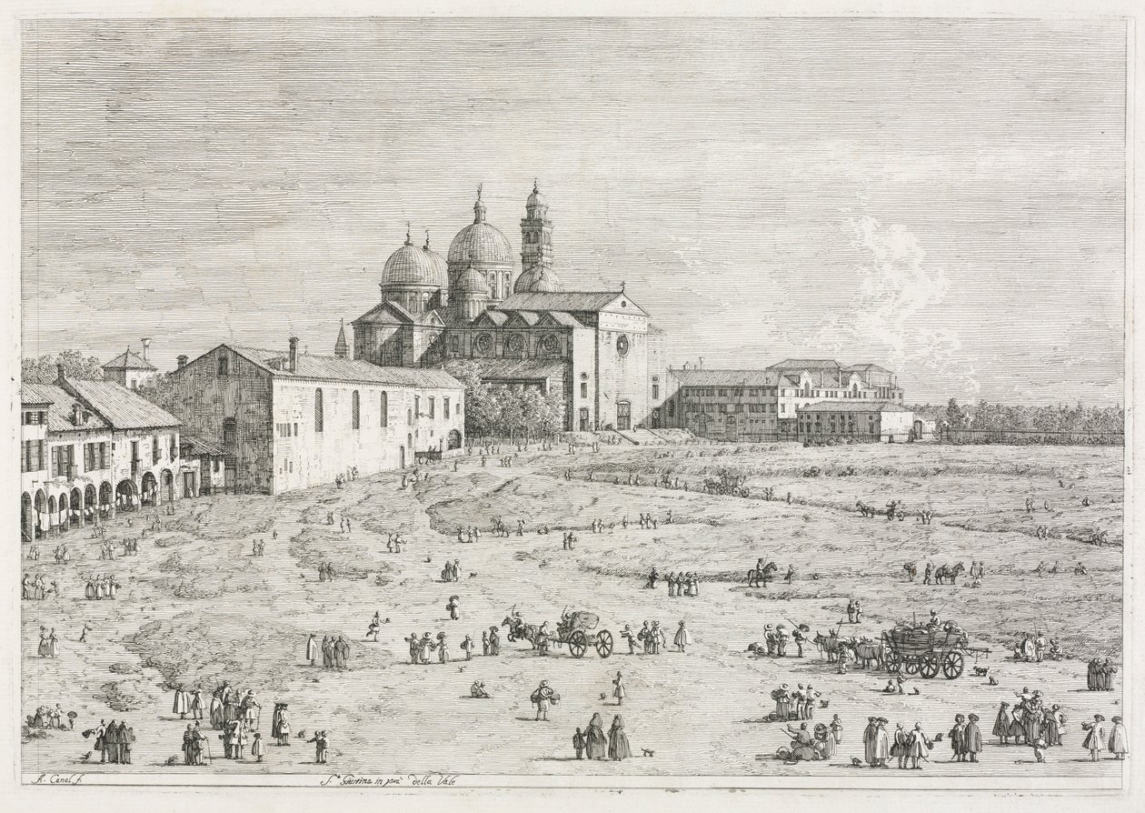 Utsikt: Saint Justina-kirken i Prà della Valle, Padua, 1735-1746. av Giovanni Antonio Canal