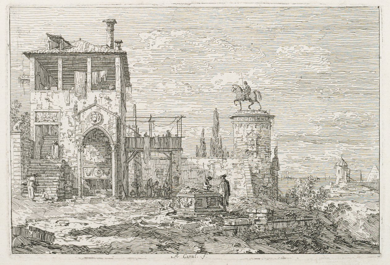 Utsikt: Ryttermonumentet av Antonio Canaletto