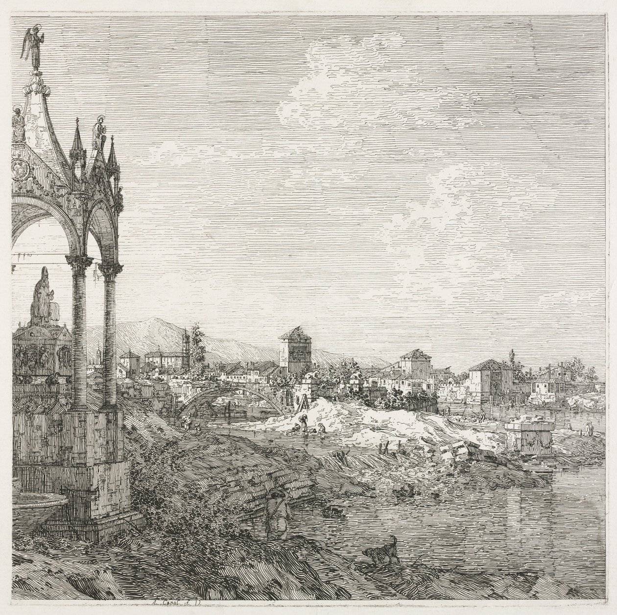 Visninger: Graven til en biskop av Antonio Canaletto