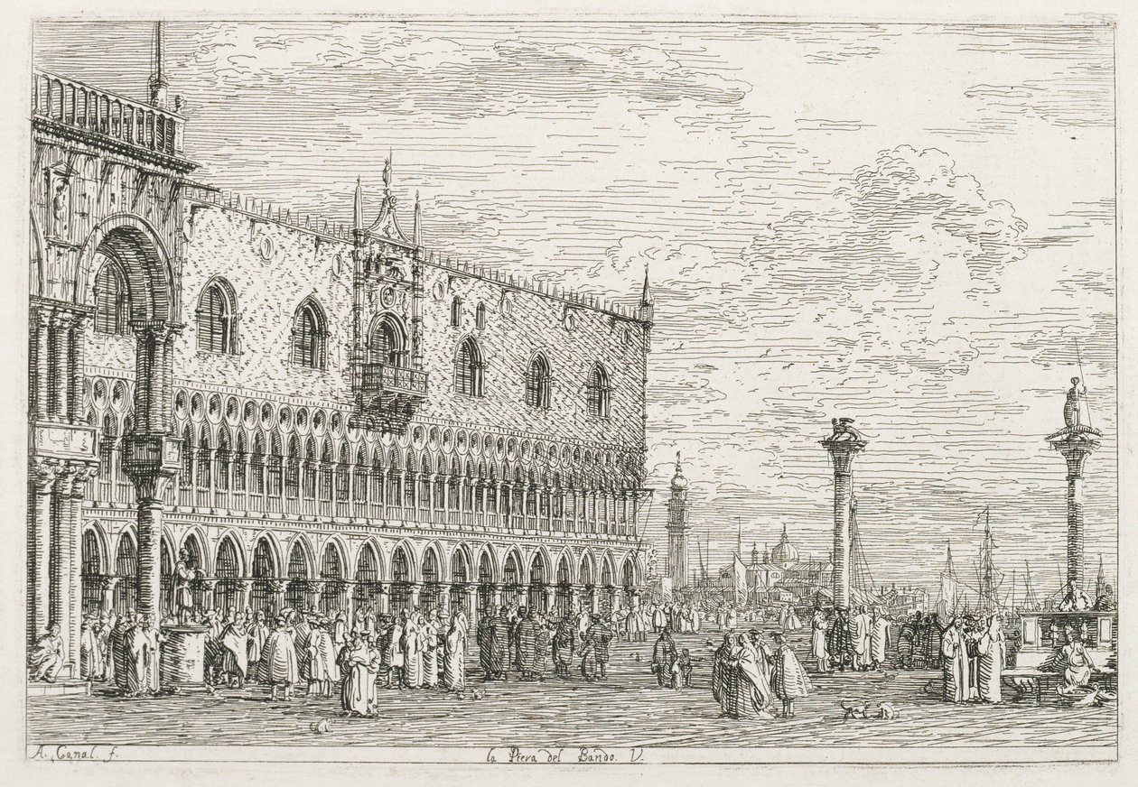 Visninger: Proklamasjonssteinen i Venezia, 1735-1746. av Giovanni Antonio Canal