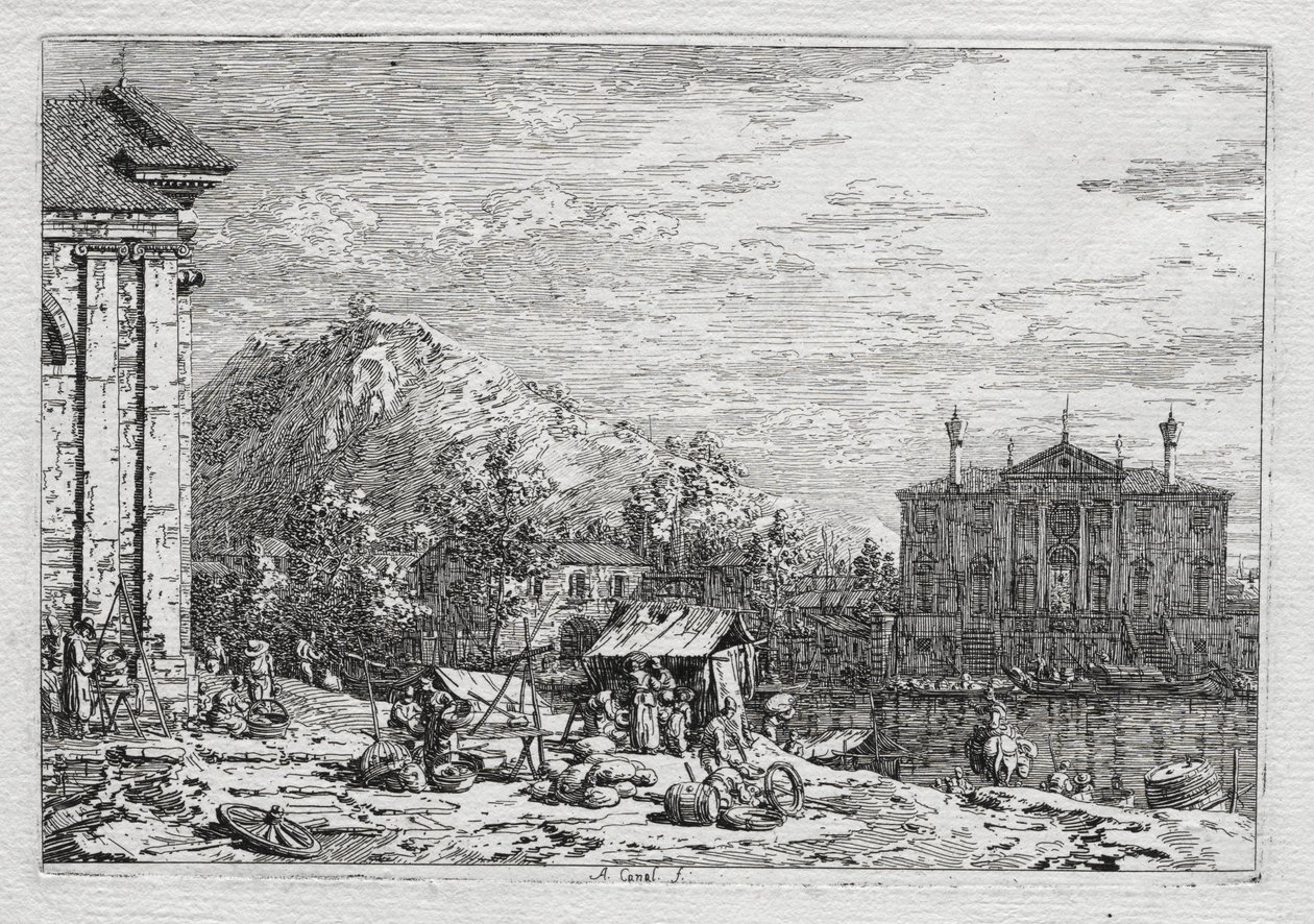 Utsikt over Venezia og omegn: A City Beyond a River av Antonio Canaletto
