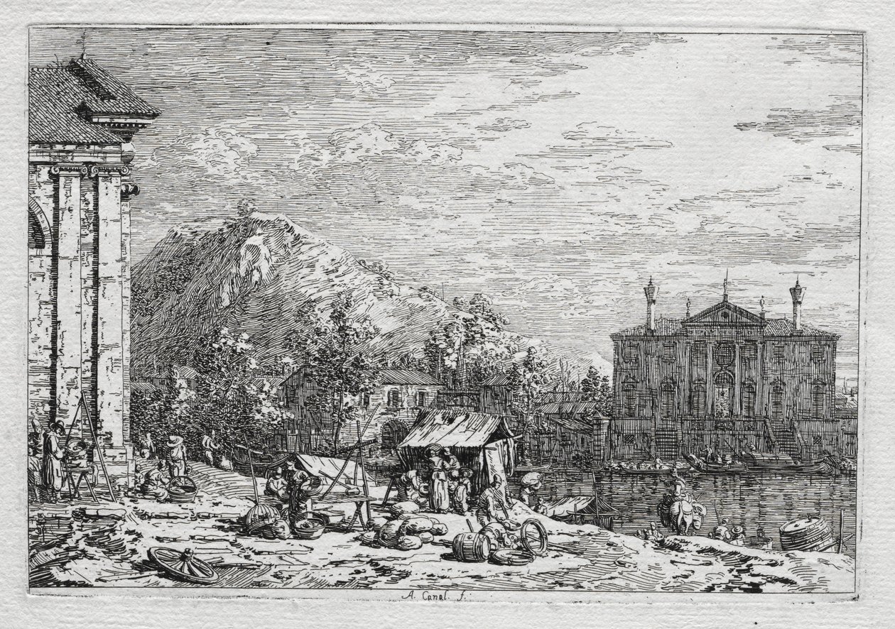 Utsikt over Venezia og omegn: A City Beyond a River, 1700-tallet. av Giovanni Antonio Canal