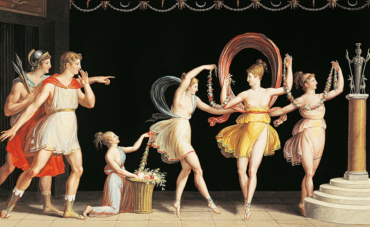 Bortføring av Helen av Antonio Canova (1757-1822), Gouache på papir, 26,5x41 cm av Antonio Canova