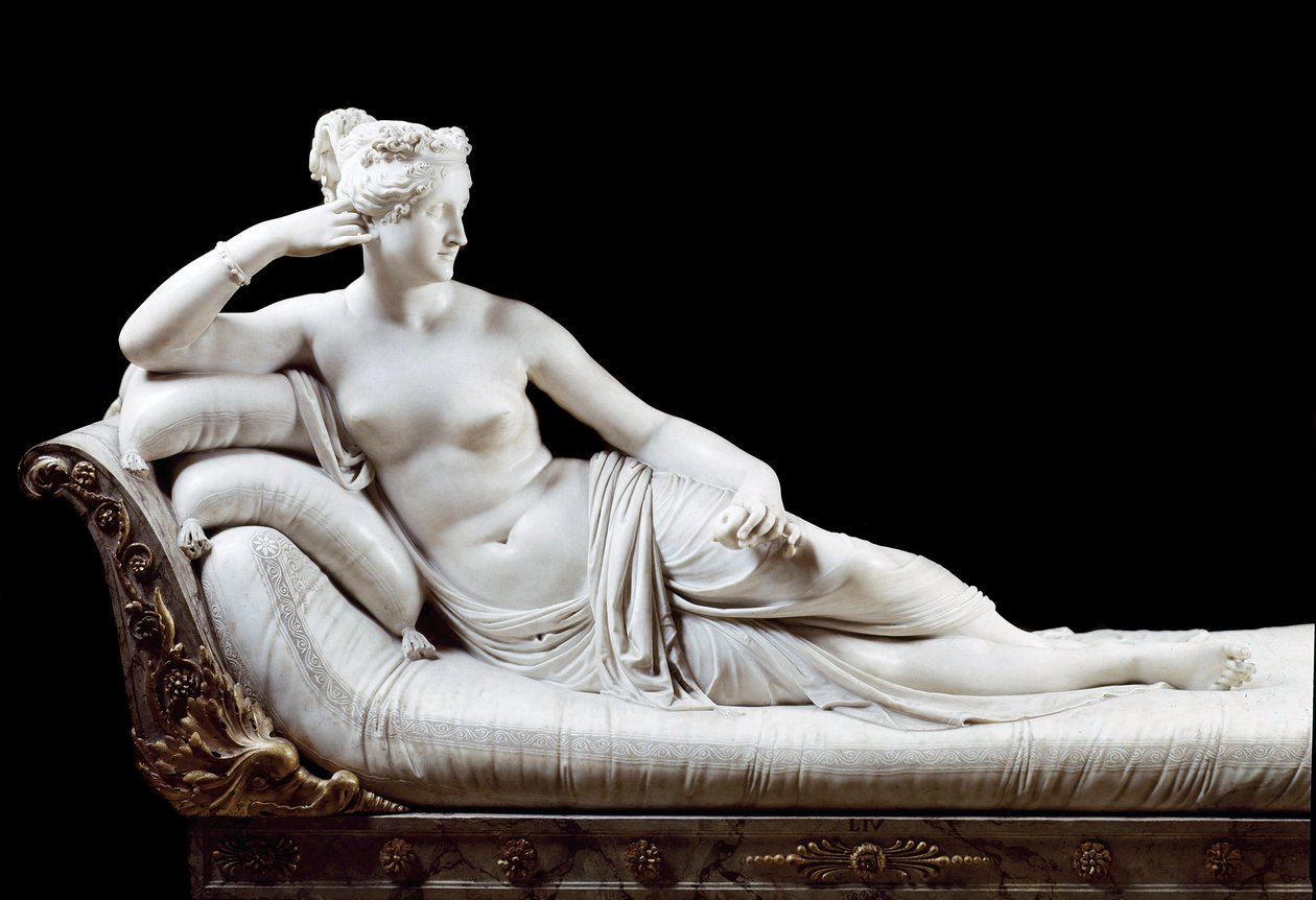 Pauline Bonaparte, prinsesse Borghese (1780 - 1825) søster av Napoleon I representert i Victorious Venus Marble Sculpture av Antonio Canova (1757-1822) 1804-1808 Roma, Galleria Borghese av Antonio Canova