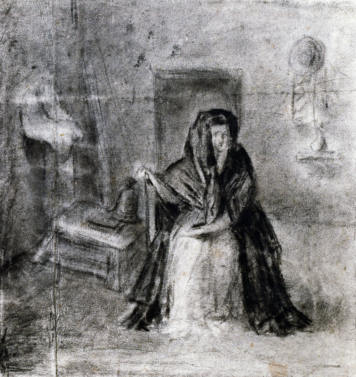 Sittende kvinne, av Antonio Canova (1757-1822), tegning av Antonio Canova