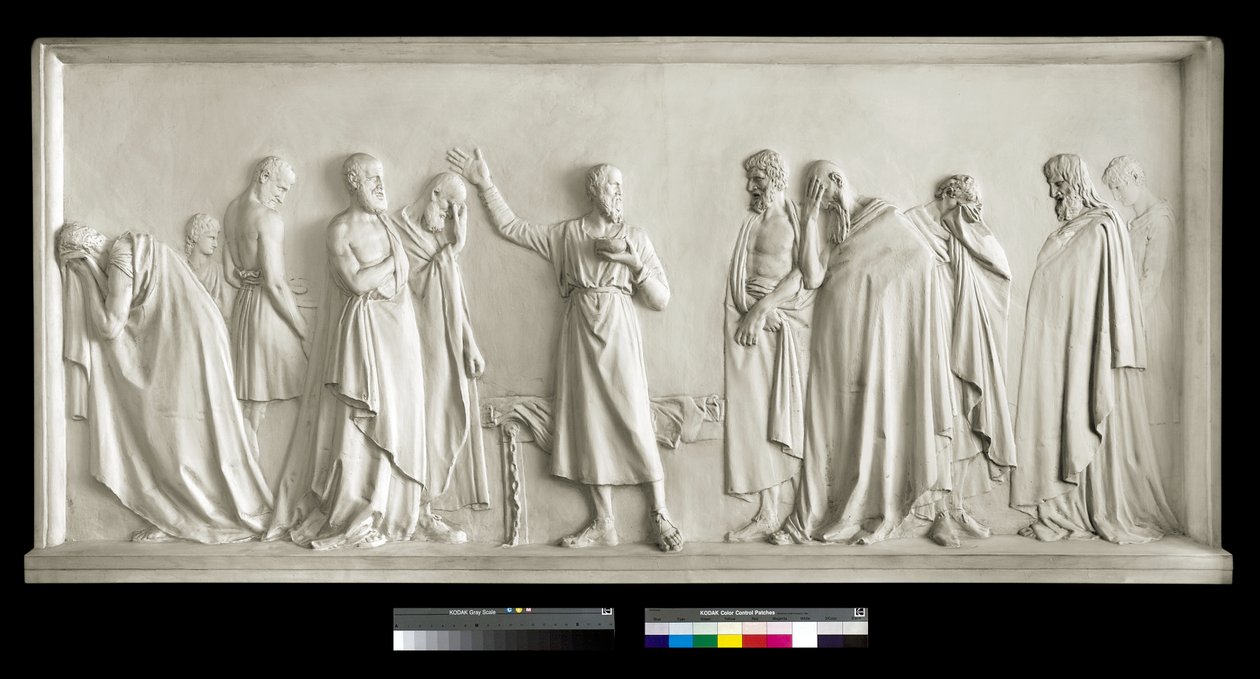 Sokrates drikker koppen med hemlock, 1787-90 (gips) av Antonio Canova