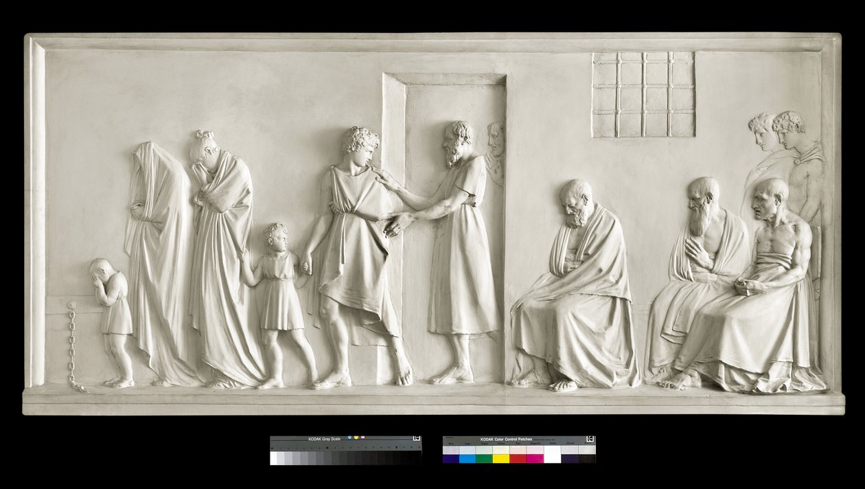 Sokrates forlater familien, 1787-1790 (gips) av Antonio Canova