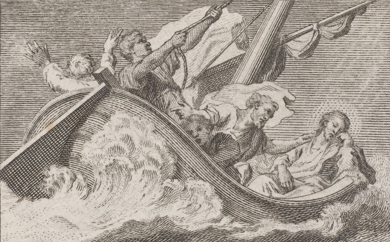 Kristus på en båt med fiskere, ca. 1760-93. av Antonio Capellan
