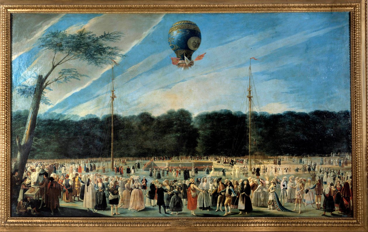 Ballongflyging: "Oppstigning av en varmluftsballong i Aranjuez" av Antonio Carnicero