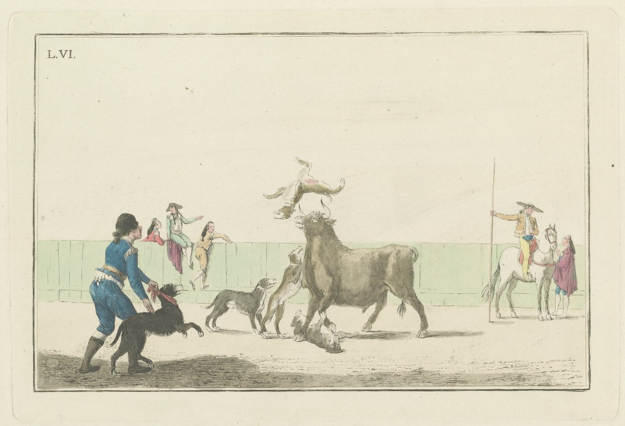 Plate VI, fra serien Collection of the Main Actions in a Bullfight av Antonio Carnicero