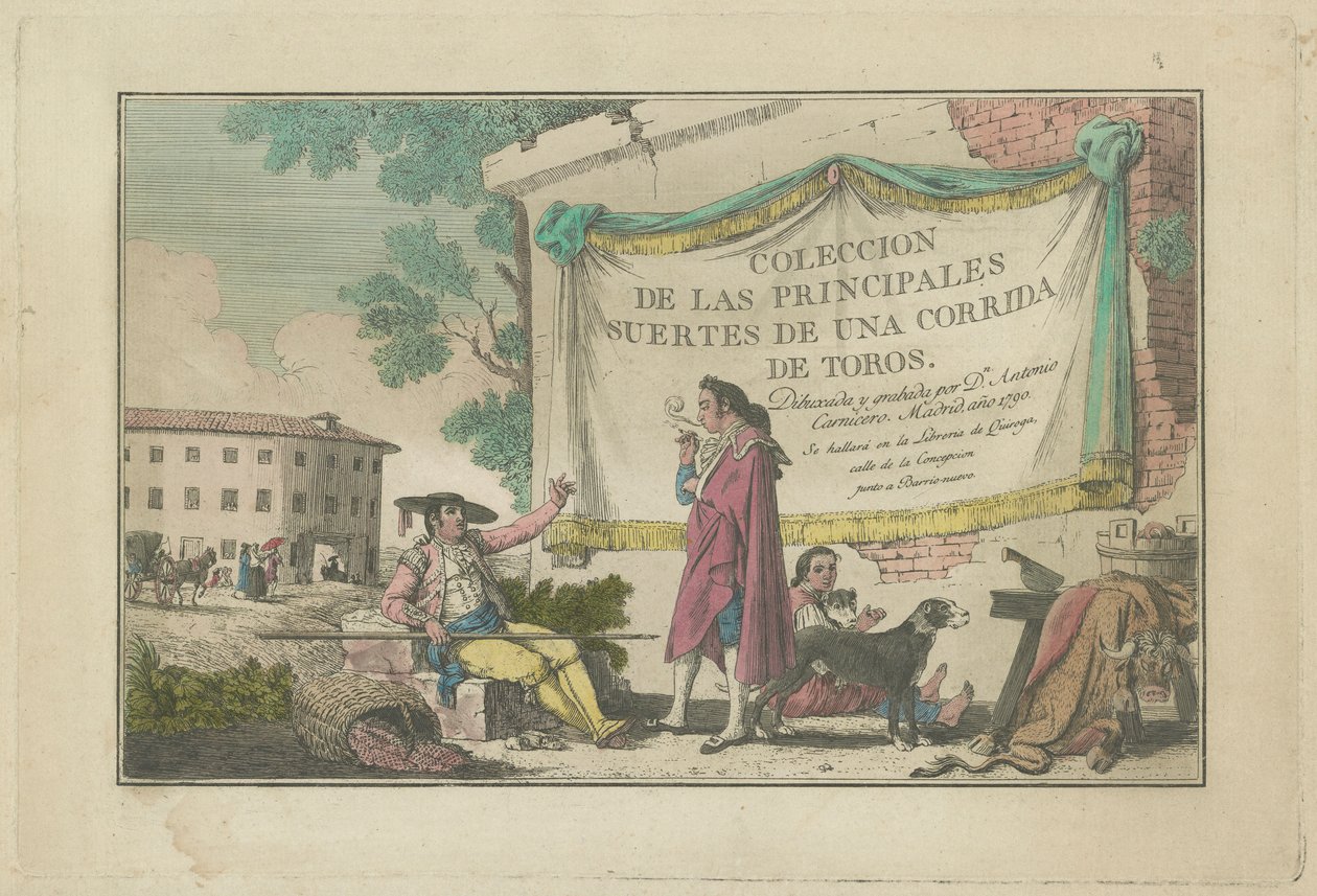 Tittelplate, fra serien Samling av hovedhandlingene i en tyrefekting av Antonio Carnicero