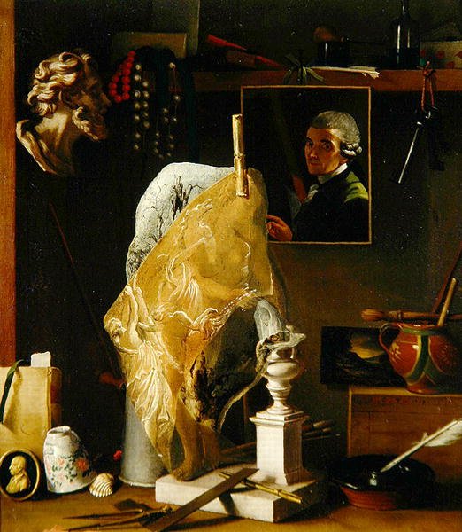 Stilleben av objekter med selvportrett av Antonio Cioci or Ciocchi