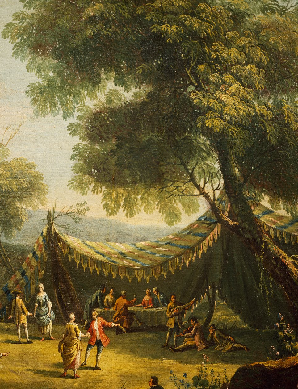 Telt på landsbygda med levende musikk, detalj fra våren, av Antonio Diziani (1737-1797), olje på lerret, 74x92 cm, Italia av Antonio Diziani