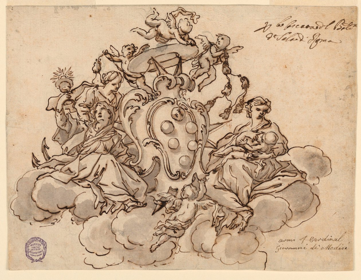Design for et tak (?) maleri med våpenskjoldet til kardinal Francesco Maria de