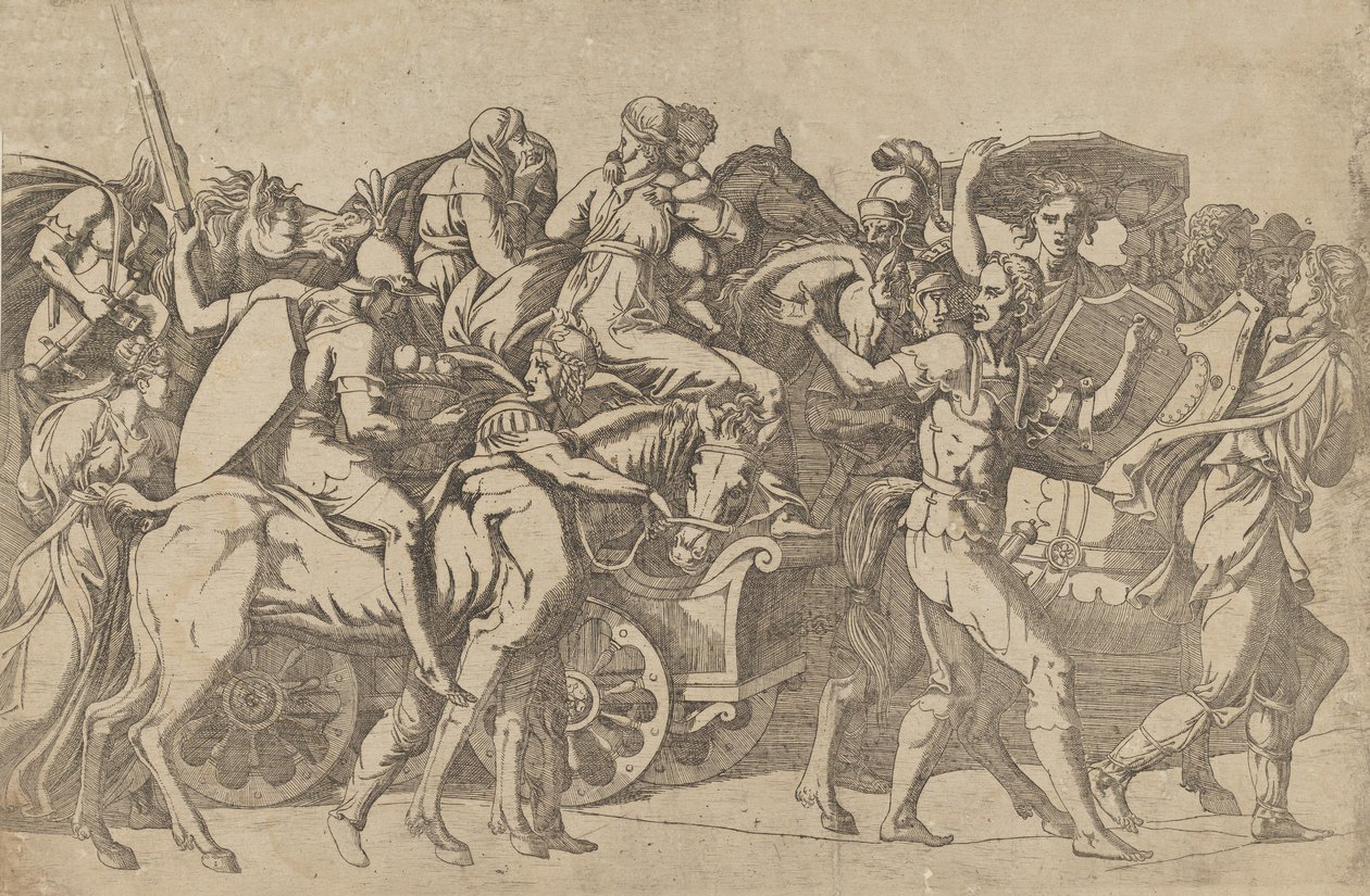En romersk hær på mars - troppekonvoi, 1540-45. av Antonio Fantuzzi