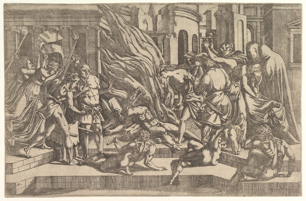 Brenning av et lik, ca. 1543. av Antonio Fantuzzi