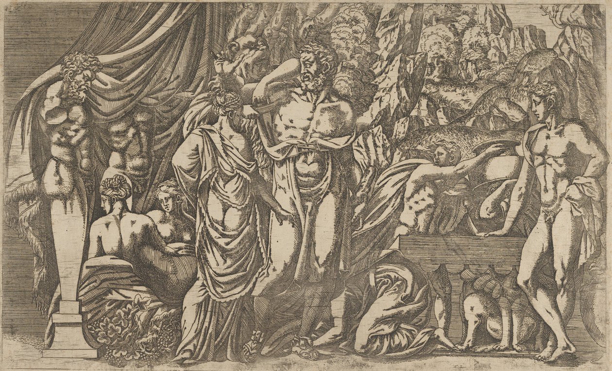 Herkules kledd som en kvinne, 1540-45. av Antonio Fantuzzi
