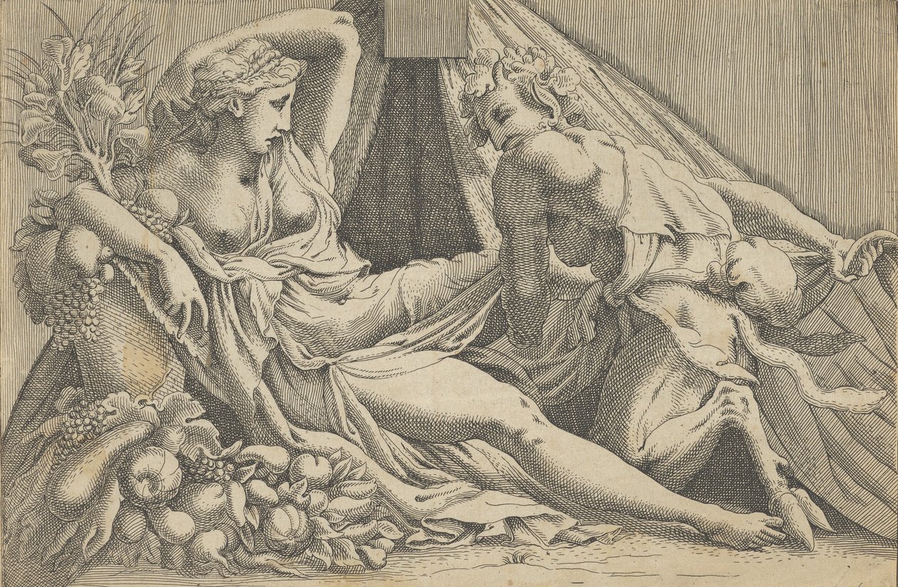 Jupiter og Antiope, 1540-45. av Antonio Fantuzzi