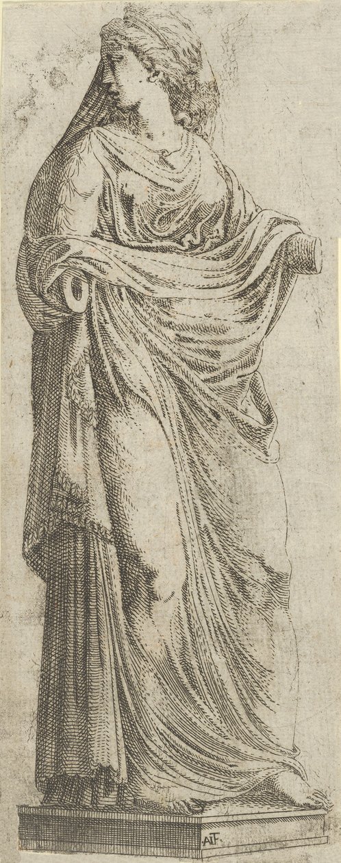Kvinne vendt mot høyre, 1540-45. av Antonio Fantuzzi