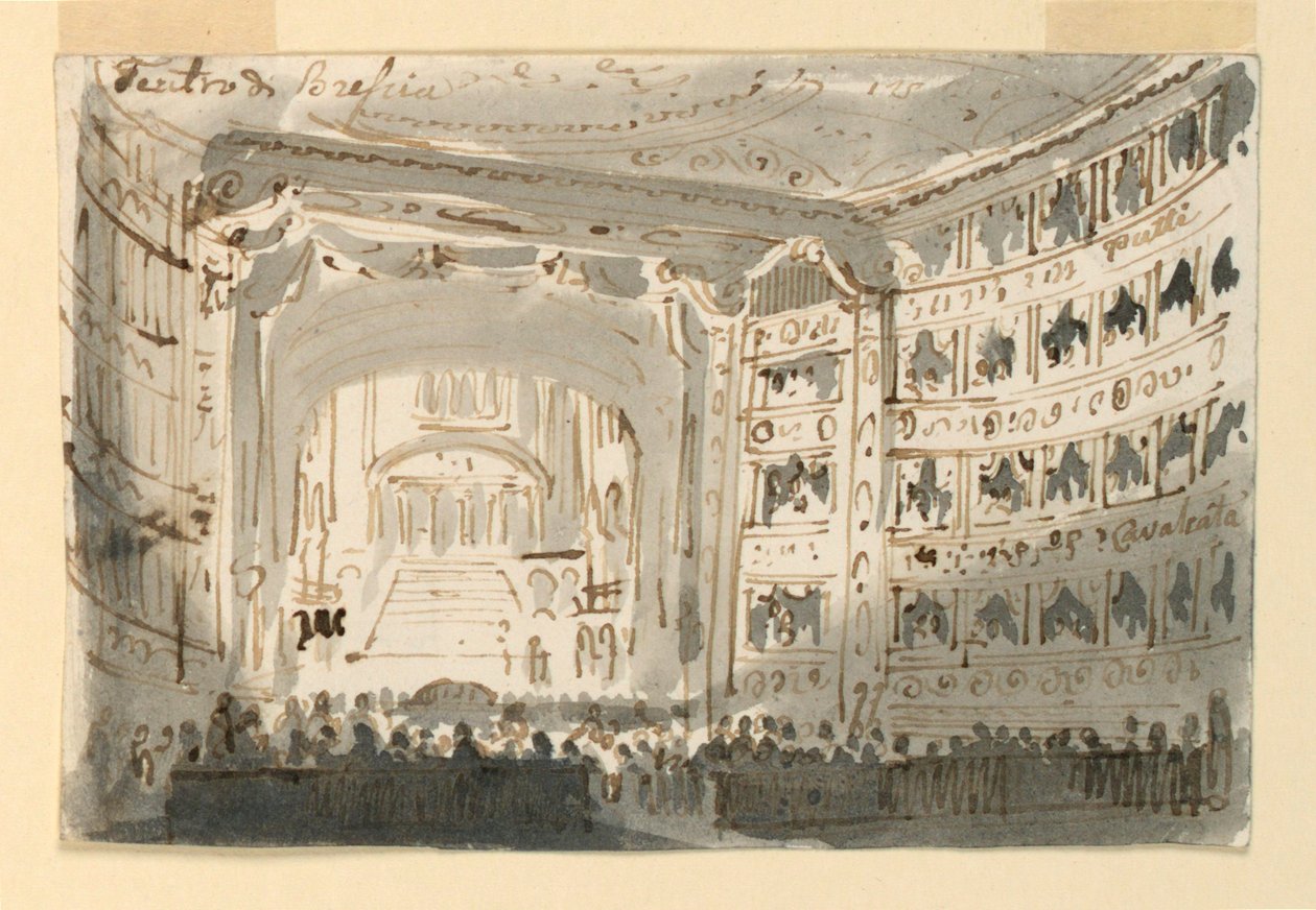 Interiorul teatrului din Brescianorwegian av Antonio Giuseppe Basoli