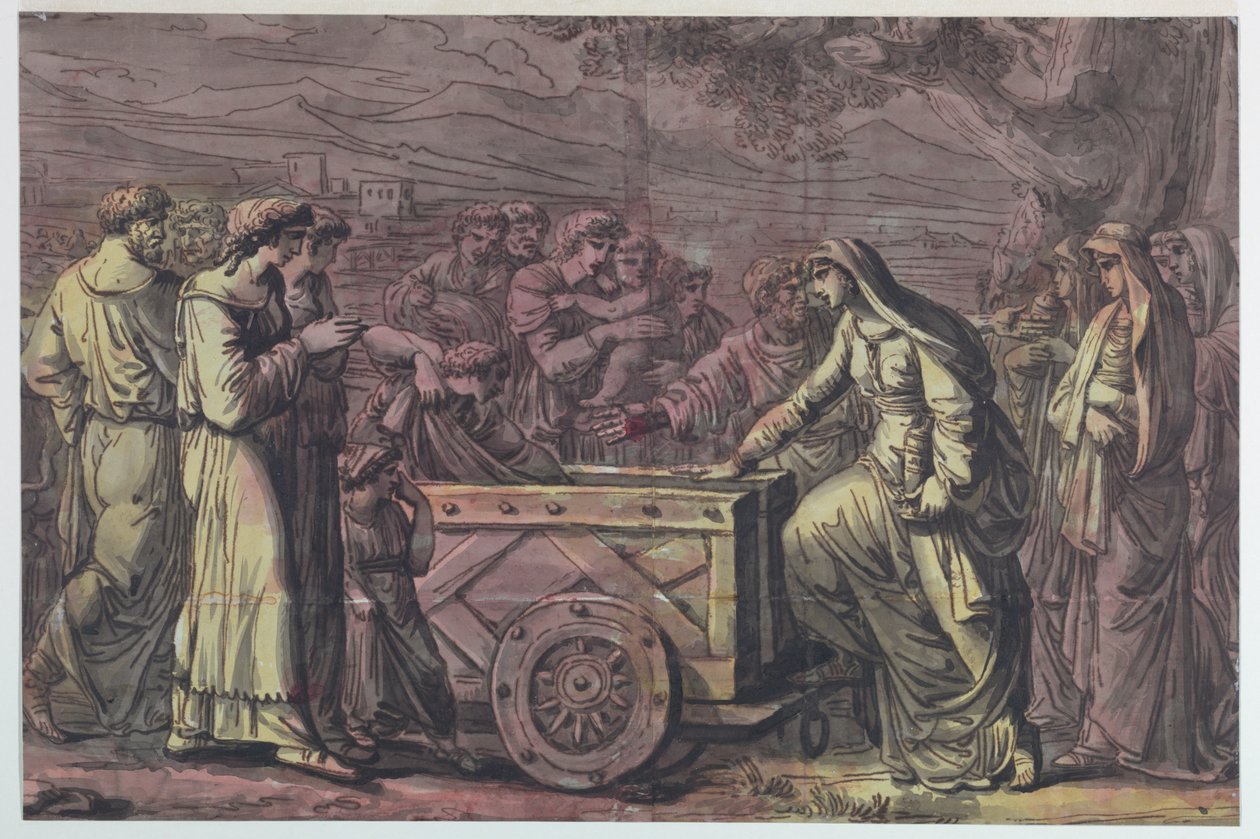 Lucius Albinius redder Vestal-jomfruene av Antonio Giuseppe Basoli