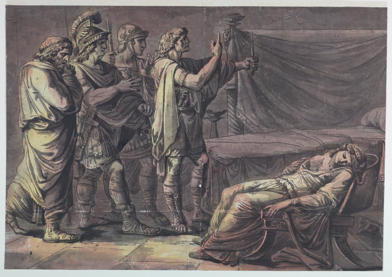 Nero finner kroppen til sin mor, Agrippina av Antonio Giuseppe Basoli