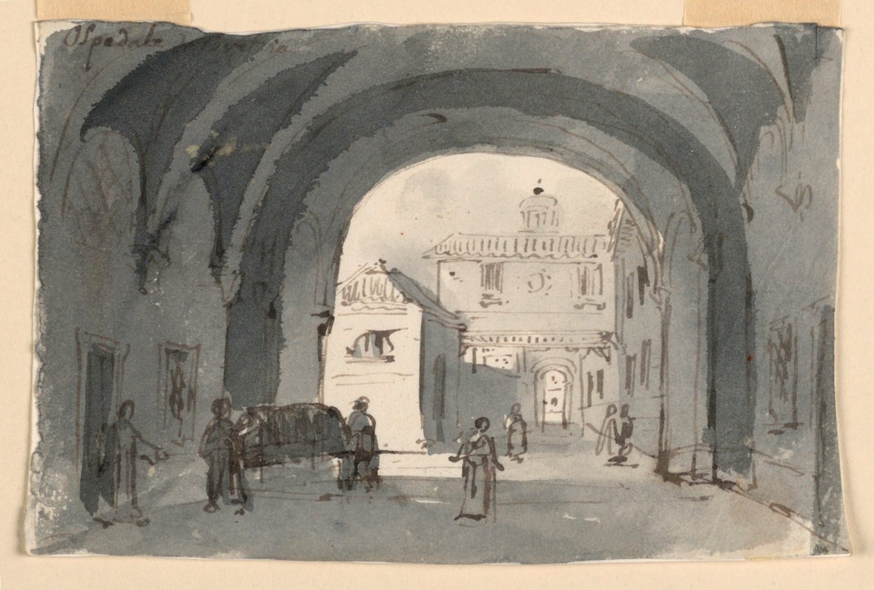 Scenedesign, sykehus i Brescia av Antonio Giuseppe Basoli