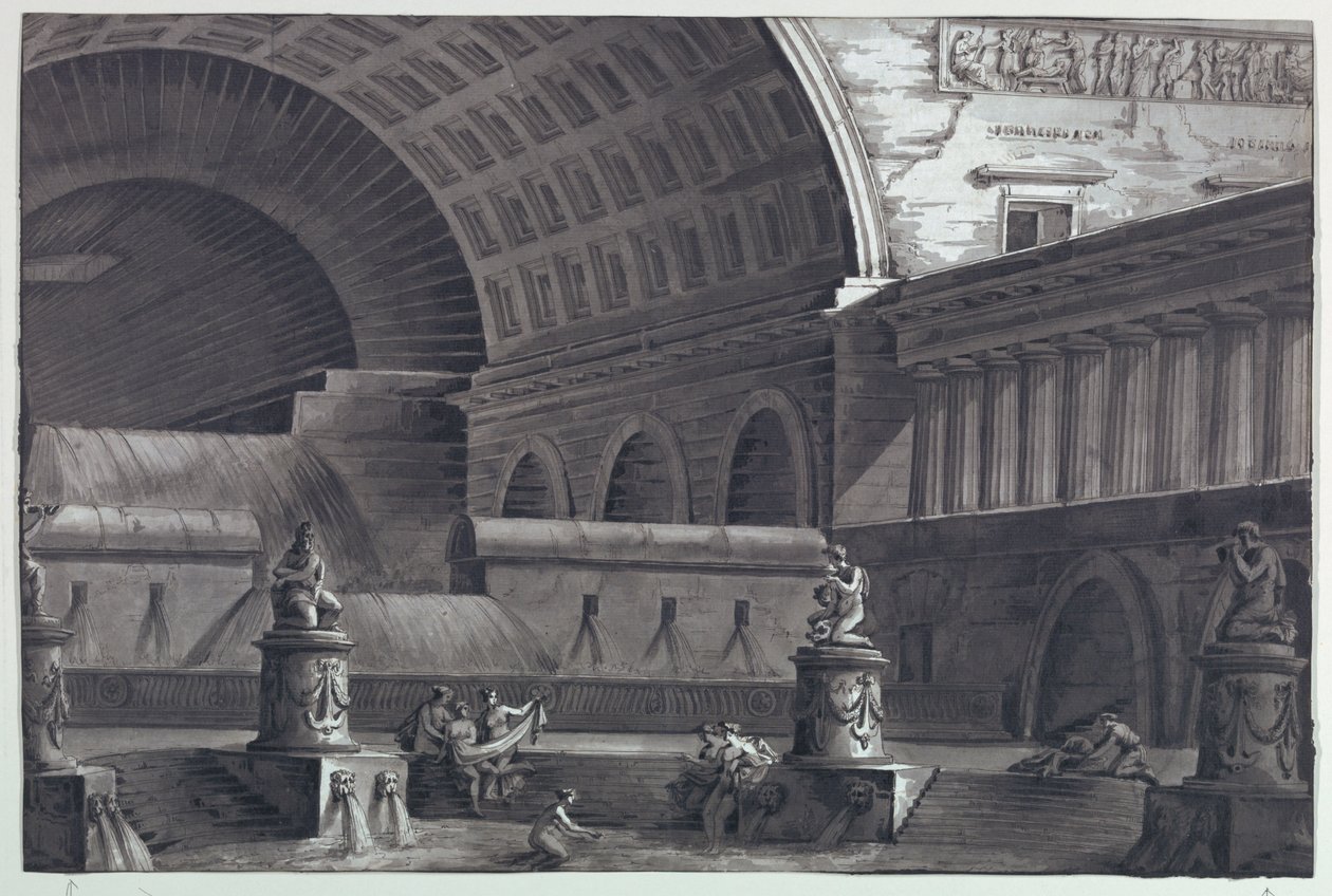 Scenedesign, romerske bad av Antonio Giuseppe Basoli